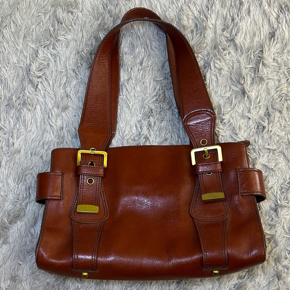 Vintage Maxx NY Elegant Brown Marble Leather Tote Bag